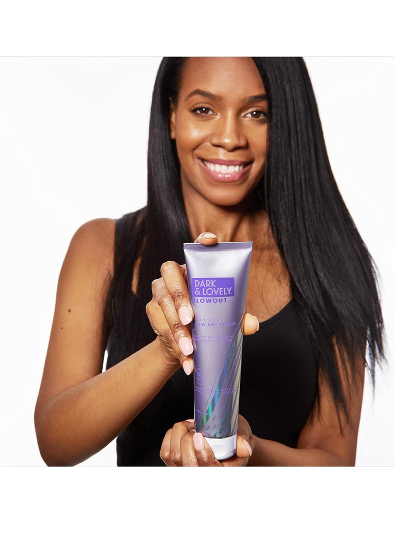 SoftSheen-Carson Interbeauty Dark&Lovely® Heat Protectant&Hair Detangler Moisturizing Blowout Silky Slip Blow Dry Cream with Silk Protein,Shea Butter&Castor Oil for All Curl Types Blow Dry Cream 5oz