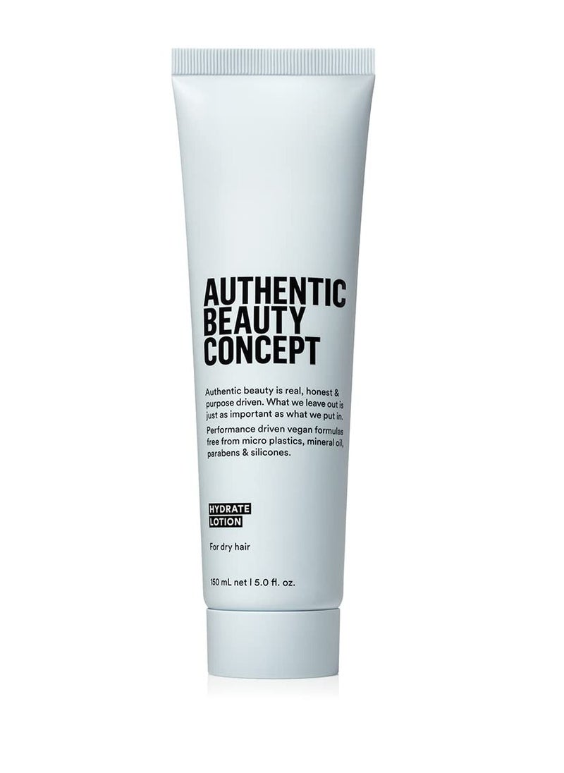 Authentic Beauty Concept Hydrate Lotion | Hydrating Hair Lotion | Leave-In Cream | Protects from Blow Dry Damage & Helps fight Frizz | Normal To Dry or Curly Hair | Vegan & Cruelty-free | 5 fl. Oz