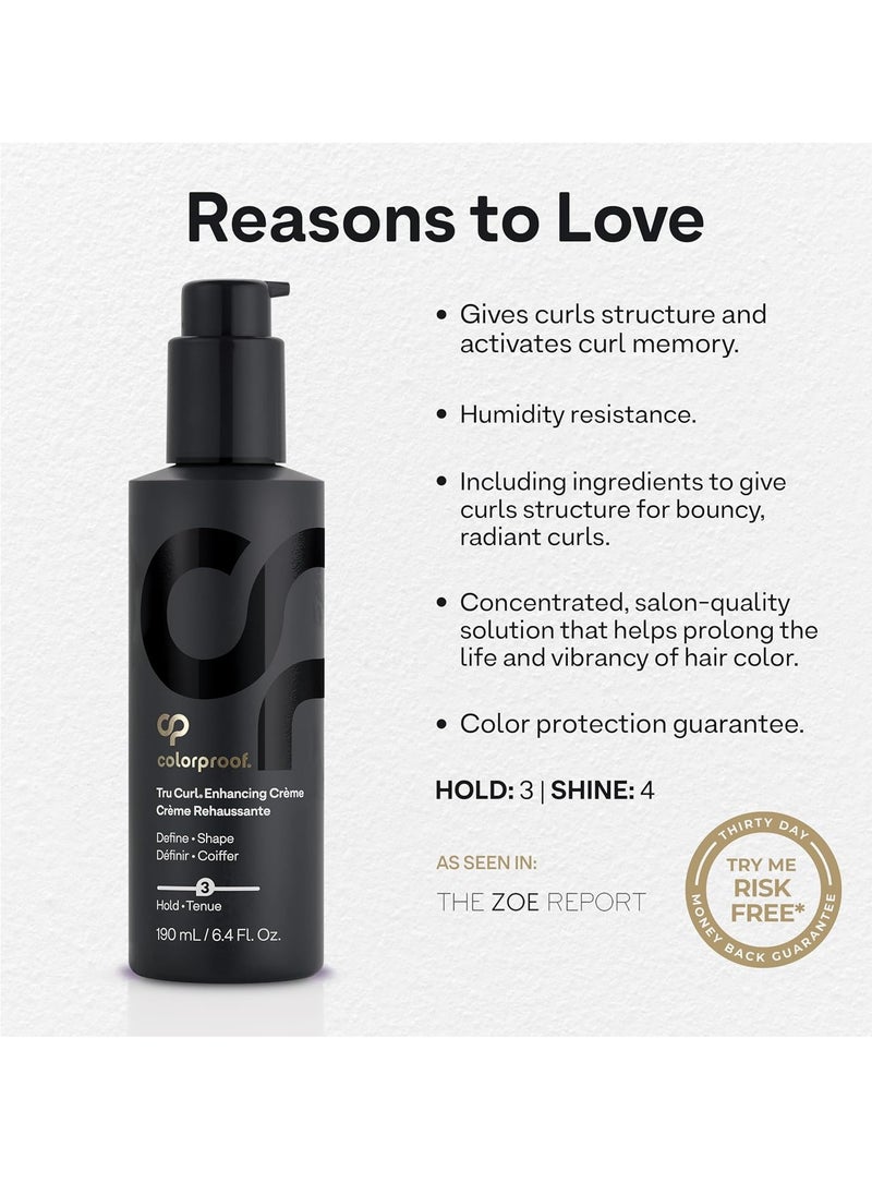 Colorproof Tru Curl Enhancing Crème 6.4 Fl oz. Curl Creme with Black Currant, Jasmine & Peach Scent, Anti-Frizz, Humidity Control & Nourishing Curl Cream for Curly Hair Formula