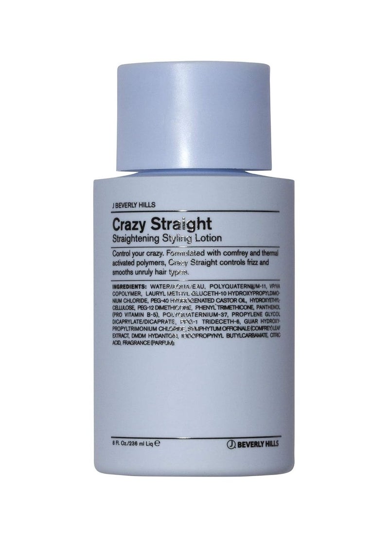 J Beverly Hills Blue Crazy Straight Styling Lotion with Vitamin B5 for Frizz Control, 8 Oz