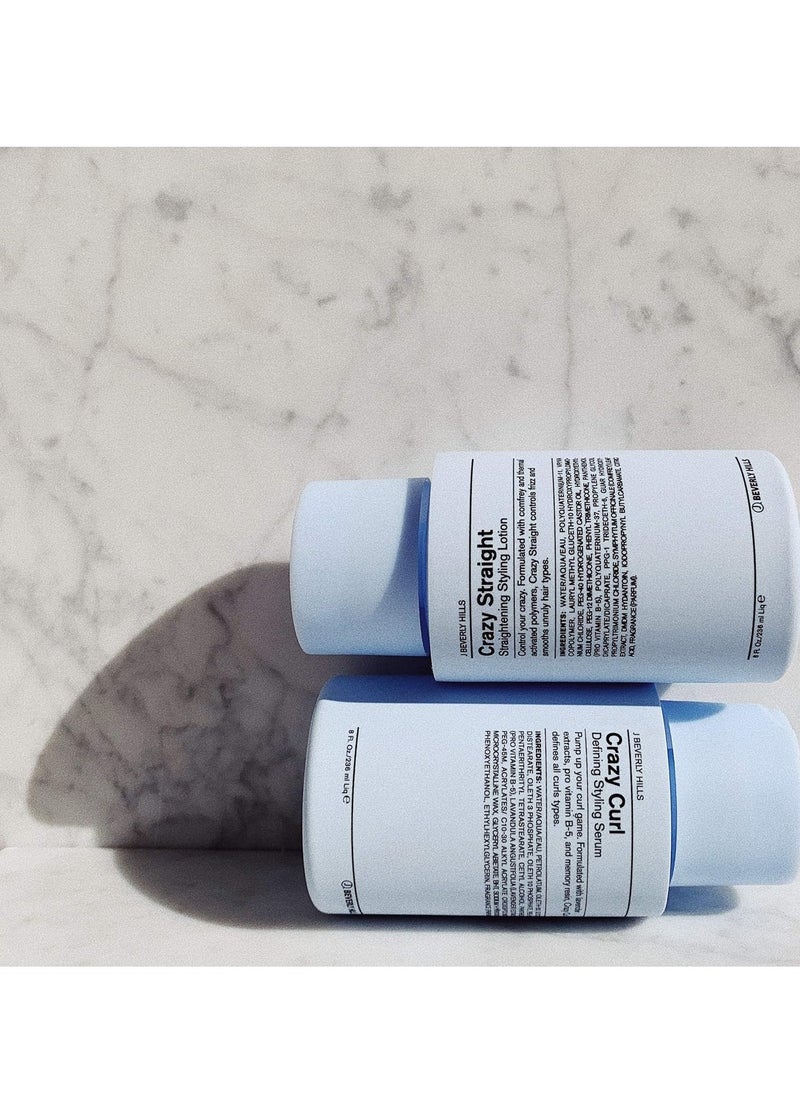 J Beverly Hills Blue Crazy Straight Styling Lotion with Vitamin B5 for Frizz Control, 8 Oz
