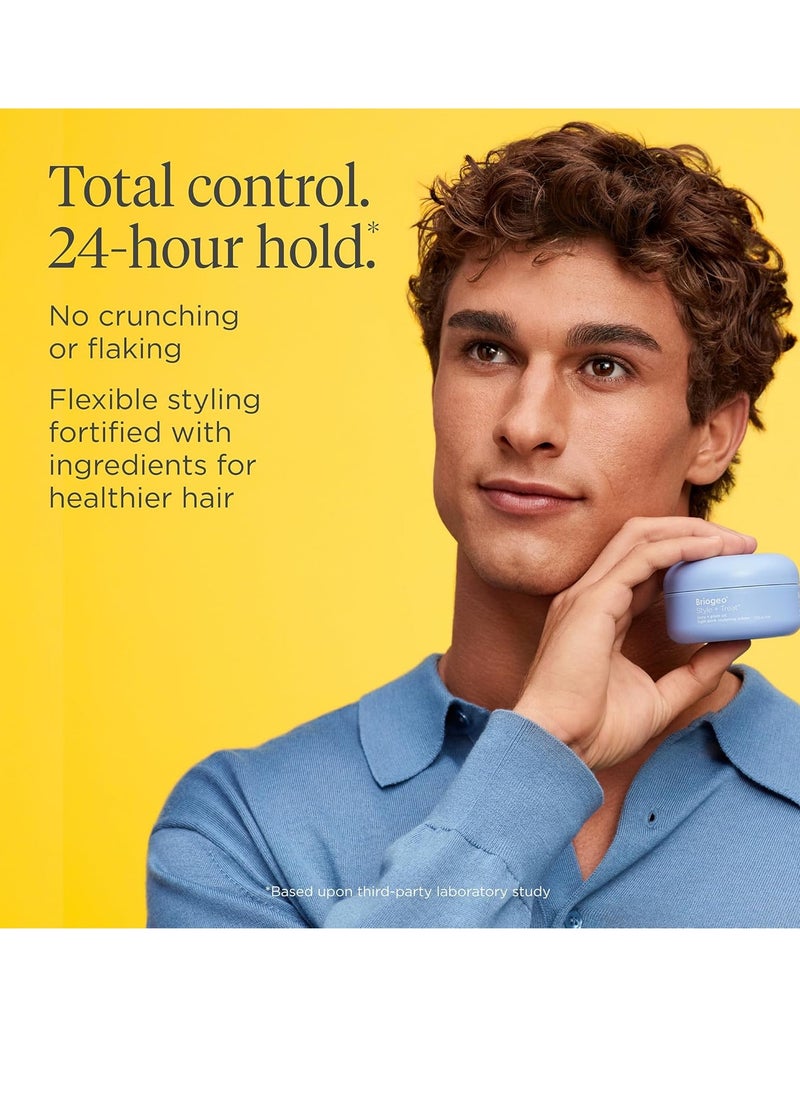 Briogeo Style + Treat Yuzu + Plum Oil Light Work Sculpting Crème, Flexible Hold Hair Pomade for Men and Women, Non-Greasy, Vegan, Buildable 24-hour Hold, Vegan, Cruelty-Free, 1.75 fl oz