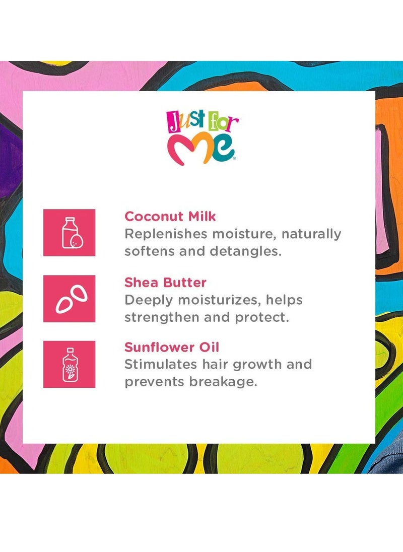 Just For Me Natural Hair Milk Lotion (3 Pack) - Hydrates & Strengthens, Contains Coconut Milk, Shea Butter, Vitamin E, Sunflower Oil, Lightweight Moisture, Reduces Frizz, 10 oz