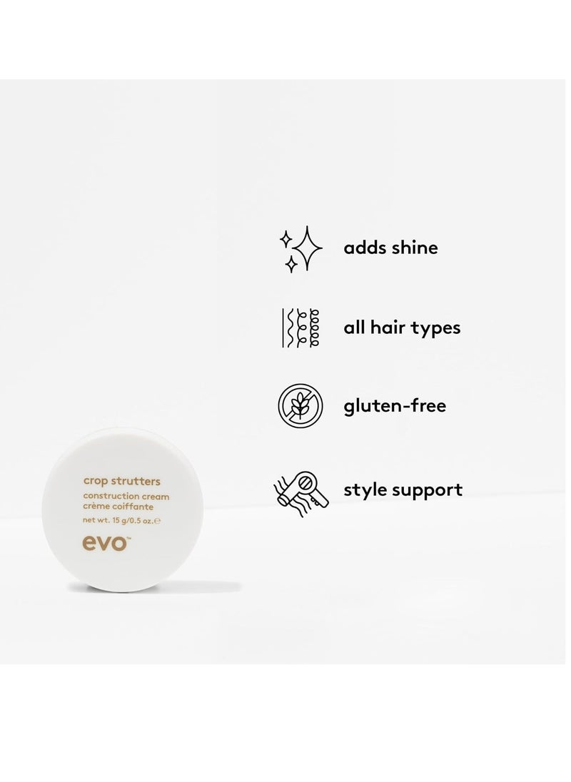 EVO Crop Strutters Construction Cream - Medium Hold Smoothing Hair Cream - Supports and Provides Definition with Medium Shine