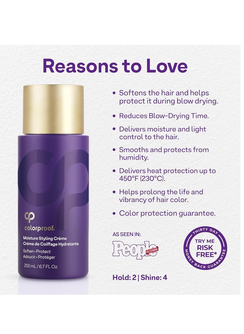 Colorproof Moisture Styling Crème 6.7FL. Oz. Leave-In Moisturizing Heat and Color Protection Cream for Smooth & Soft Finish, Gingered Amber Scent