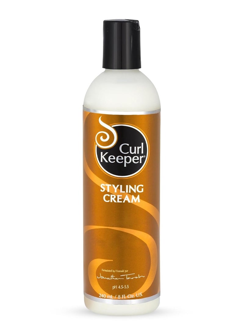 Curl Keeper Hair Styling Cream for Curly Hair, 8 Fl Oz - Frizz-Free Curl Defining Cream Defines, Detangles & Moisturizes for All Curl Types - Silicone-Free & Water Based Hair Styler or Men & Women