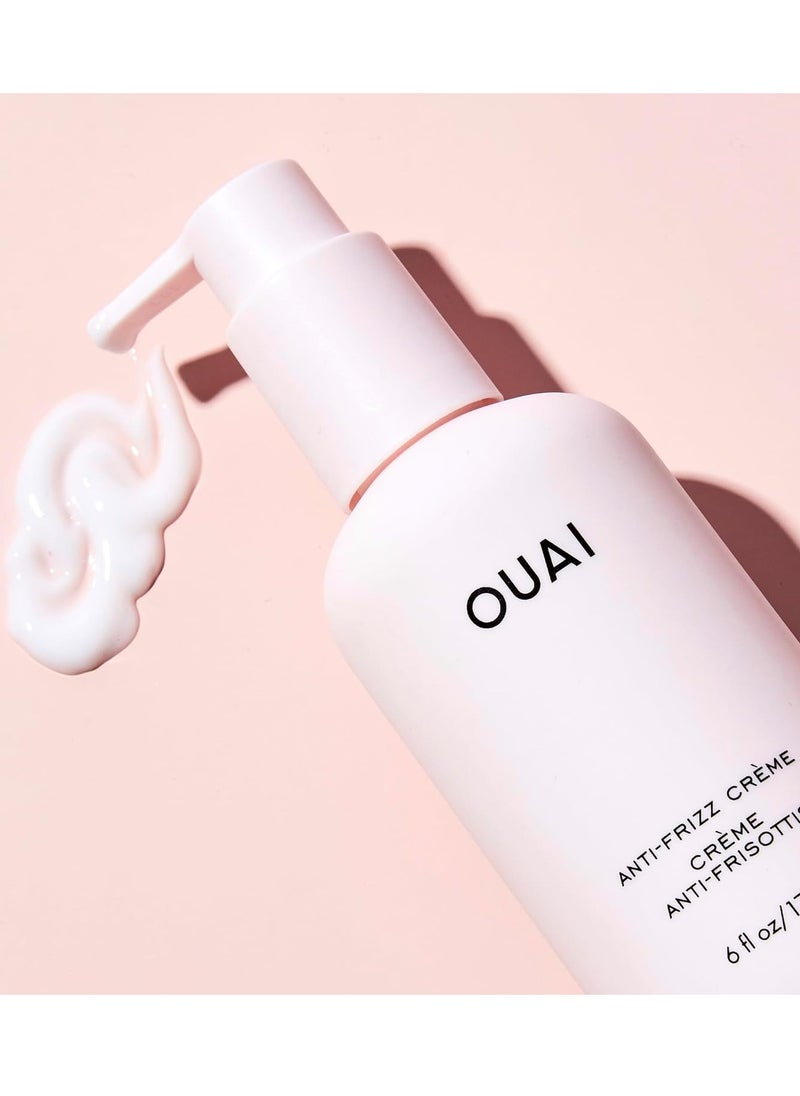 OUAI Anti Frizz Cream Travel Duo - Moisturizing Hair Cream with Frizz Control & Heat Protection - Provides Lasting Hydration with Jackfruit & Beetroot - Paraben & Sulfate Free (2 Count, 6 Oz/ 3 Oz)