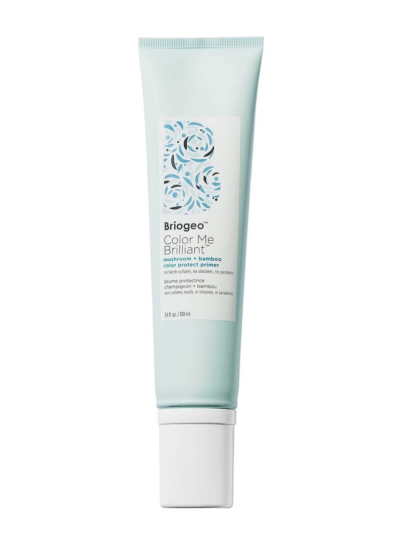 Briogeo Color Me Brilliant Mushroom + Bamboo Color Protect Primer, Leave-In Styling Cream Protects Vibrant Hair Color, Enhances Softness and Moisturizes, Vegan, Cruelty-Free, 3.4 fl oz