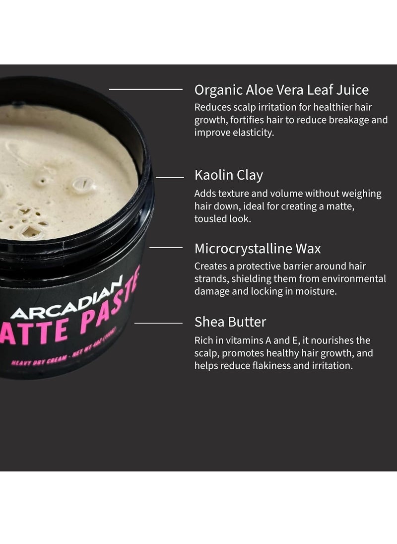 Arcadian Grooming Matte Paste – Heavy Hold, Natural Matte Finish, Hair Styling Product for Textured and Structured Looks, Suitable For All Hair Types