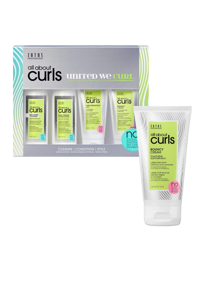 All About Curls Essential Moisture Starter Kit | 4-Piece Set | Cleanse, Condition, Moisturize, Define | All Curly Hair Types