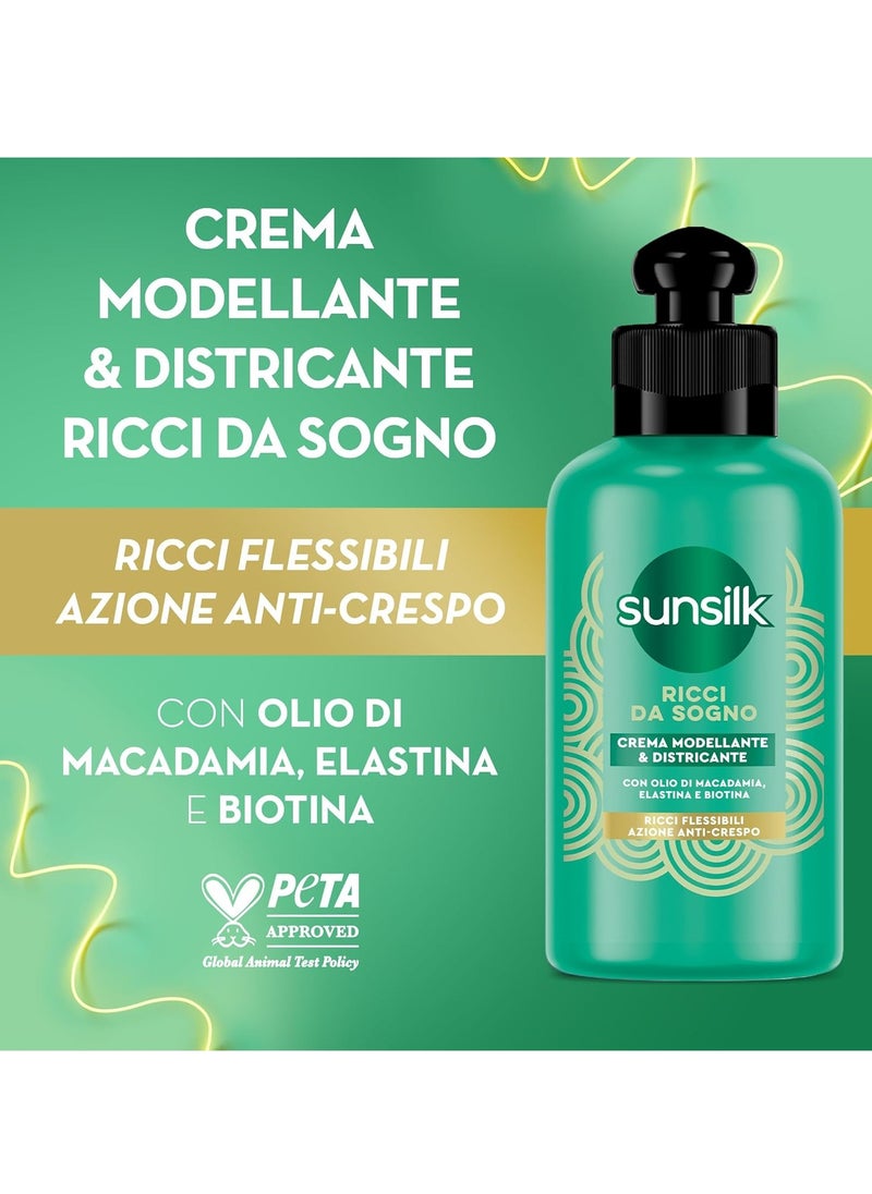 Sunsilk, Crema Districante Ricci da Sogno, Crema per Capelli Ricci Definiti, Senza Risciacquo, Formula Active Fusion, Detangling Cream, Dream Curls 6.7 Fl Oz Made in Italy [Italian Import]