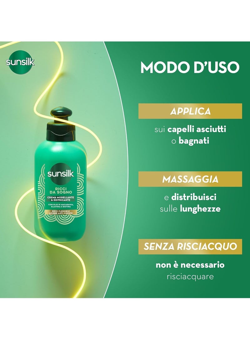 Sunsilk, Crema Districante Ricci da Sogno, Crema per Capelli Ricci Definiti, Senza Risciacquo, Formula Active Fusion, Detangling Cream, Dream Curls 6.7 Fl Oz Made in Italy [Italian Import]
