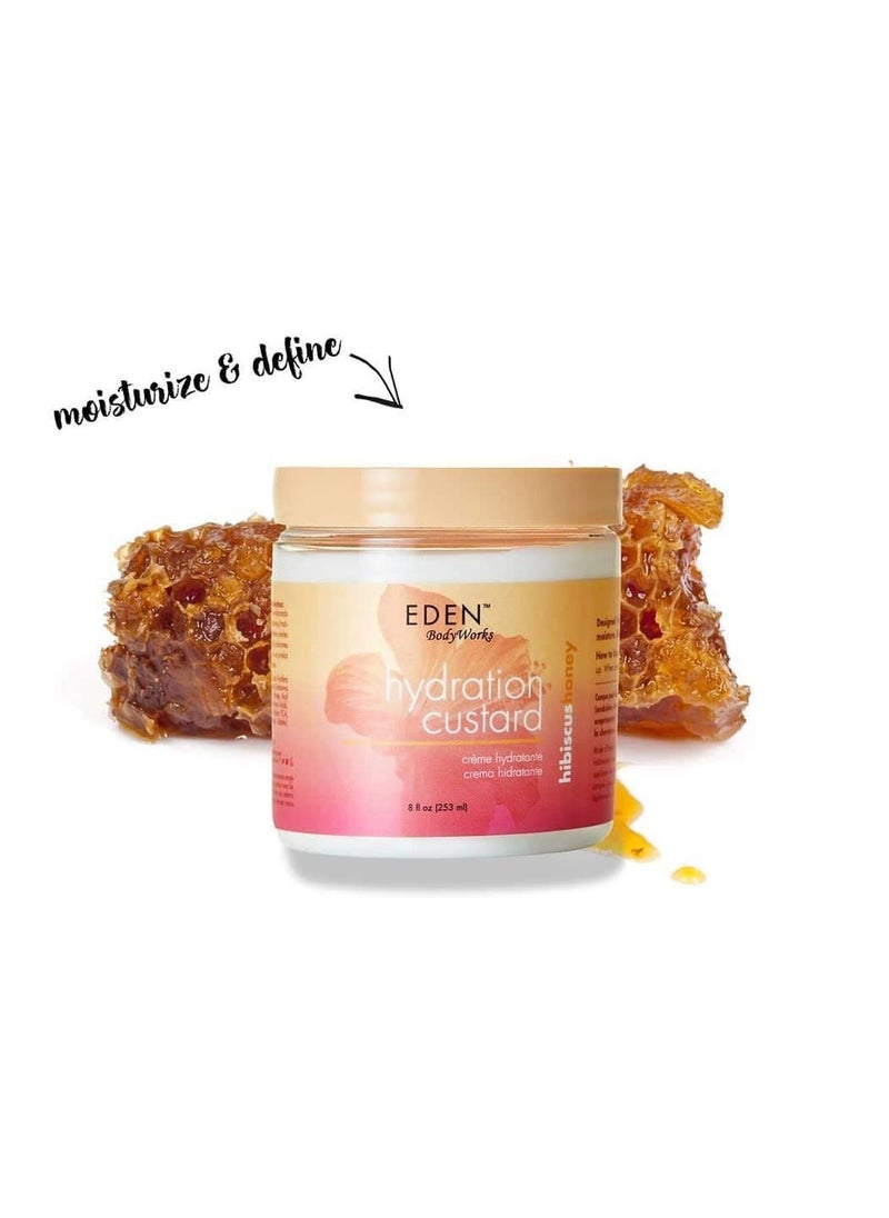 EDEN BodyWorks Hibiscus Honey Hydration Custard | 8 oz | Define Light & Bouncy Curls - Moisturize & Soften Hair