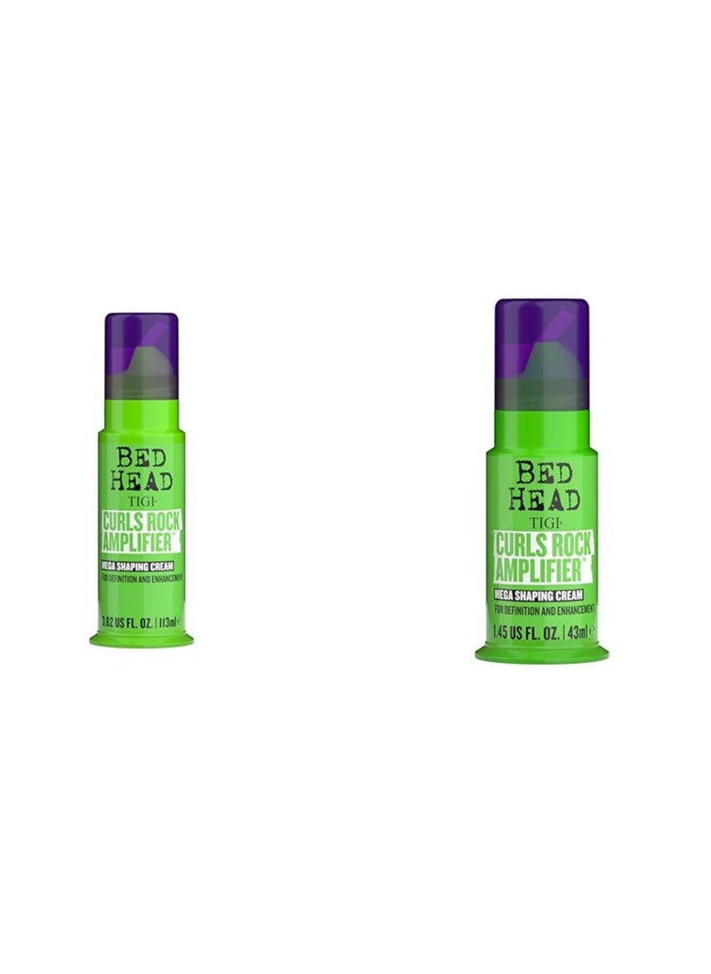 Bed Head Curls Rock Amplifier Curly Hair Cream Bundle with 3.82 fl oz and 1.45 fl oz Travel Size