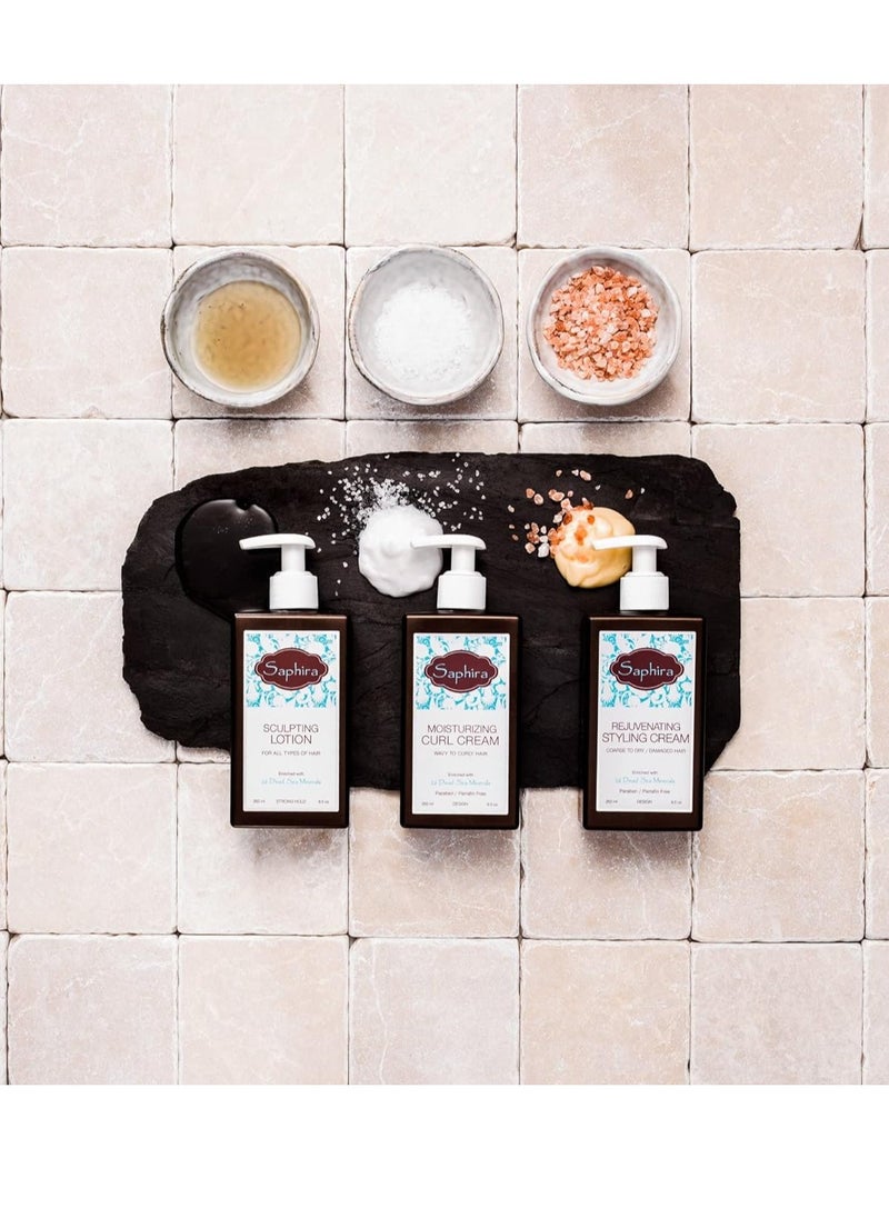 Saphira Sculpting Lotion for Medium To Firm Hold, Healthy Shiny Hair, for All Hair Types, Women and Men, Sulfate-Free, Paraben-Free, 8.5 Ounce