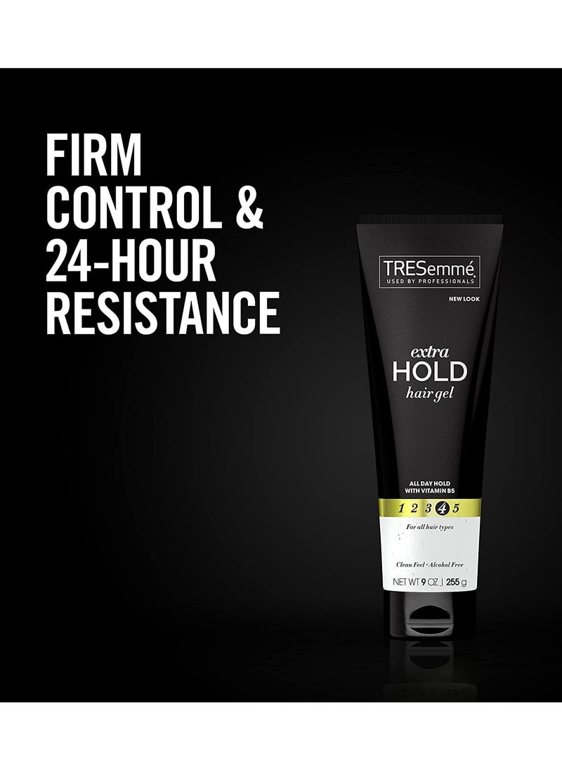 TRESemme Hair Gel with Vitamin B, Extra Hold Hair Gel, Protect Hair from Damaging Hair Dryer, Styling Tools & Appliances, Volumizing Hair Products with Frizz Control, 4 Tubes - 9 Oz. Ea.