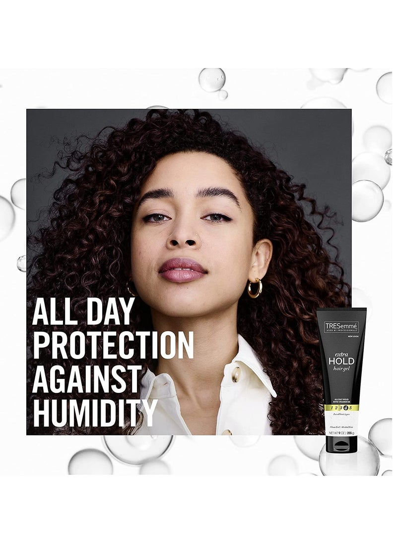 TRESemme Hair Gel with Vitamin B, Extra Hold Hair Gel, Protect Hair from Damaging Hair Dryer, Styling Tools & Appliances, Volumizing Hair Products with Frizz Control, 4 Tubes - 9 Oz. Ea.