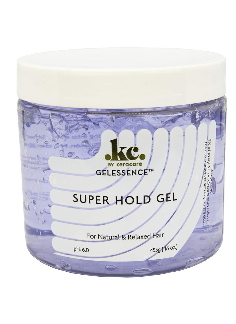KeraCare GelEssence Super Hold Gel - 16 ounce - Maximum Hold- Adds Shine - Flake Free - Vegan - Crunch Free - Nonstick Formula - For Relaxed and Natural Hair