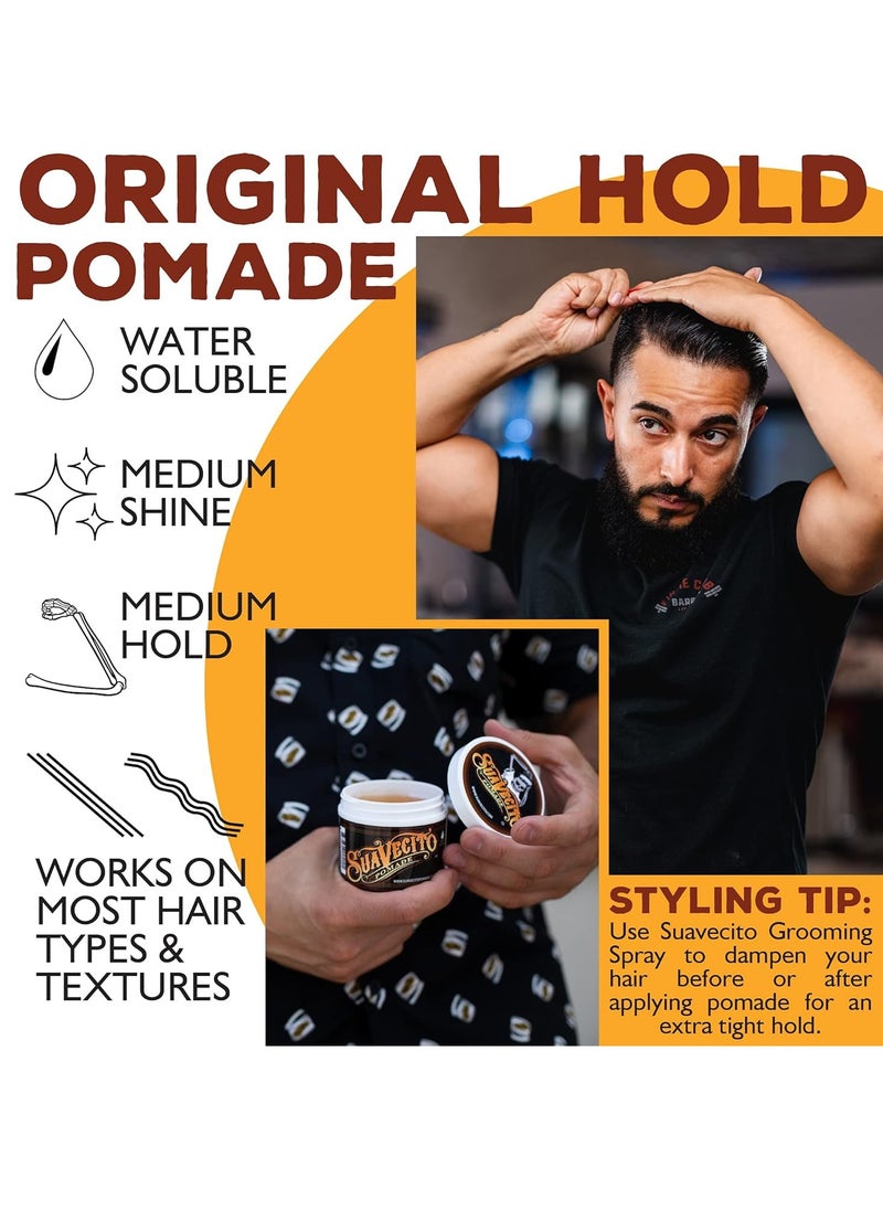 Suavecito Pomade For Men - Medium Hold Shine Water Based oz Pack Wax Like Flake All Day Hair Free Gel Hairstyles Easy To Wash Out
