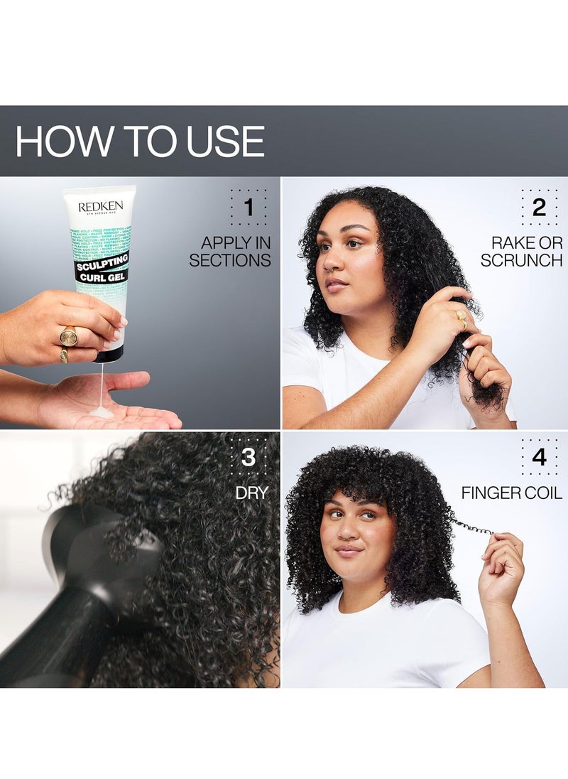 REDKEN Sculpting Curl Gel - 72-Hour Strong Hold, Crunch-Free & Flake-Free, Helps Tame Frizz