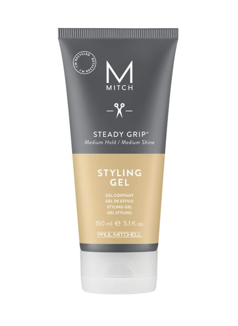 MITCH by Paul Mitchell Steady Grip Hair Gel for Men, Medium Hold, Medium Shine, For All Hair Types, Especially Fine to Medium Hair, 5.1 fl. oz.