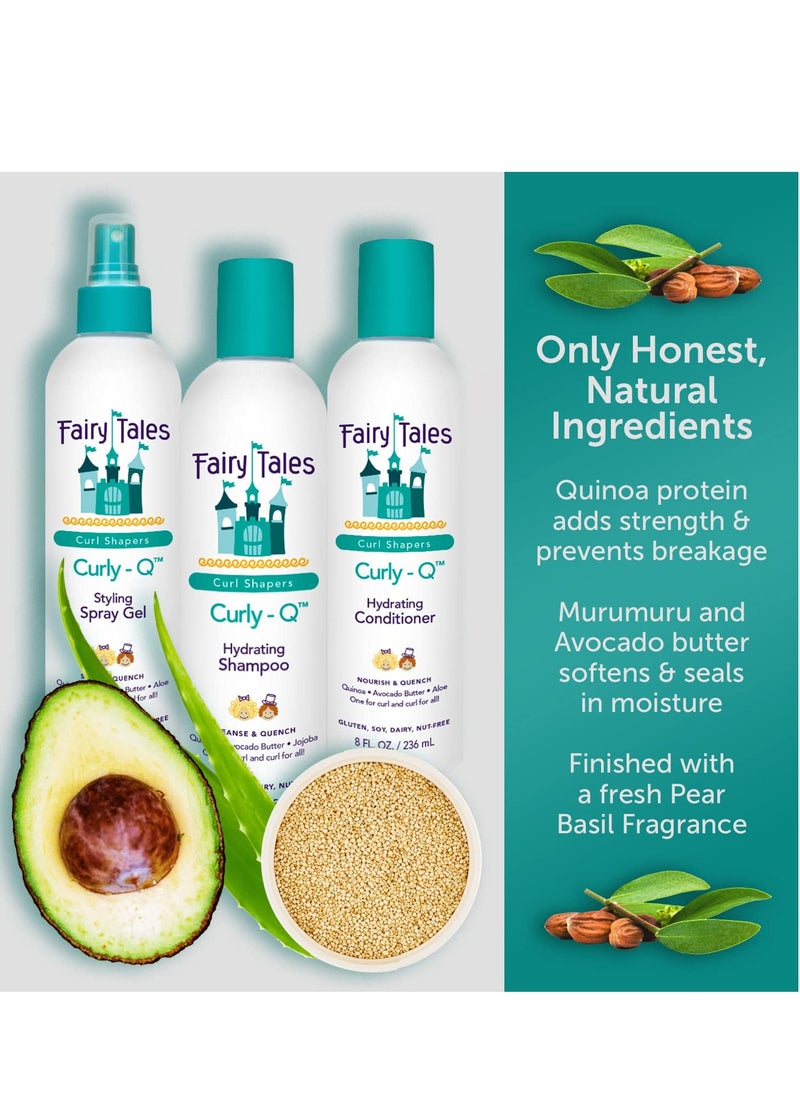 Fairy Tales Curly Q Kids Styling Spray Gel - 8 oz - Paraben , Sulfate , Gluten and Nut Free - Daily, for all Types of Curls Including Multi Cultural Hair