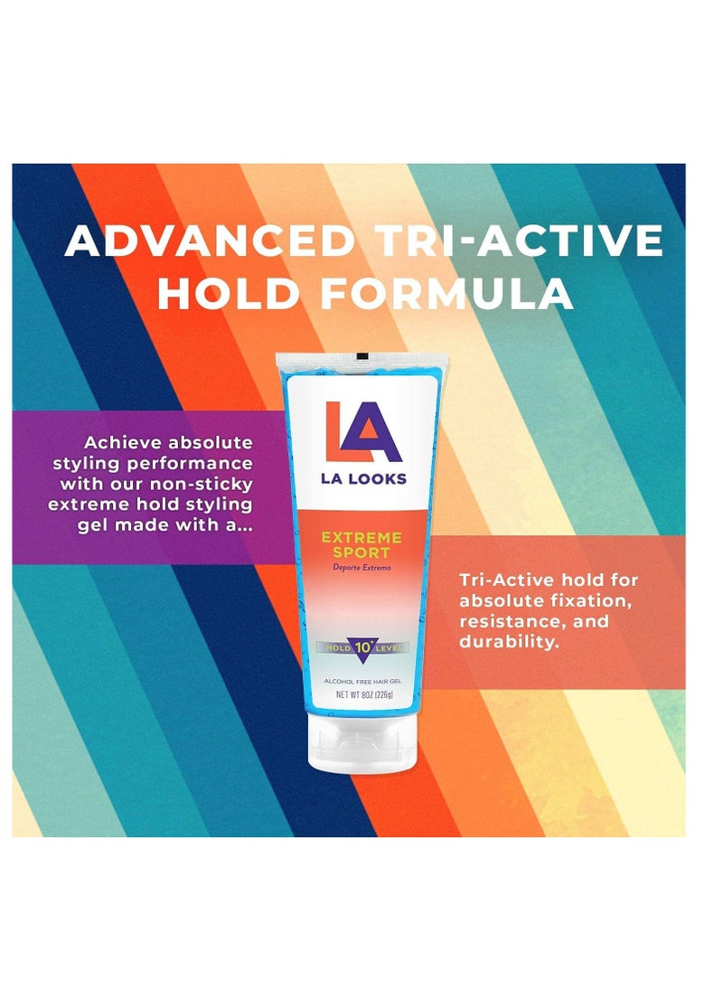 LA Looks Absolute Syling Hair Gel - Extreme Sport - 8 Oz - Hold for High Performance Activity - Controls Hair In High Humitiy - Safe for Color-Treated Hair