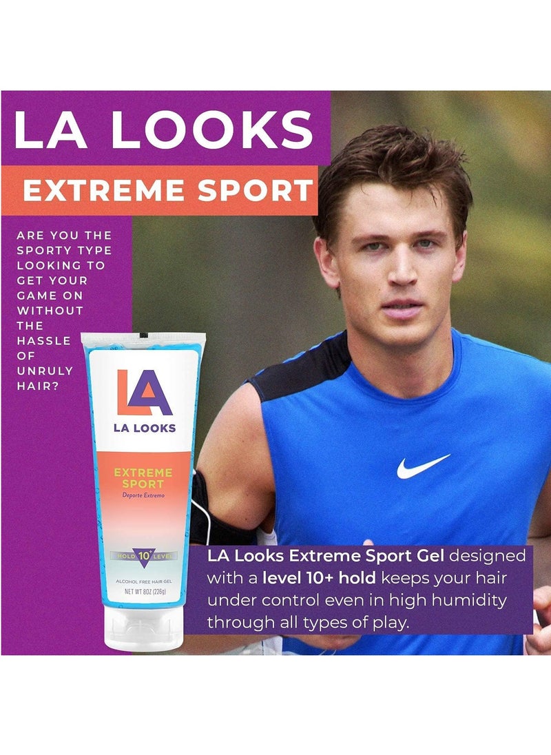 LA Looks Absolute Syling Hair Gel - Extreme Sport - 8 Oz - Hold for High Performance Activity - Controls Hair In High Humitiy - Safe for Color-Treated Hair