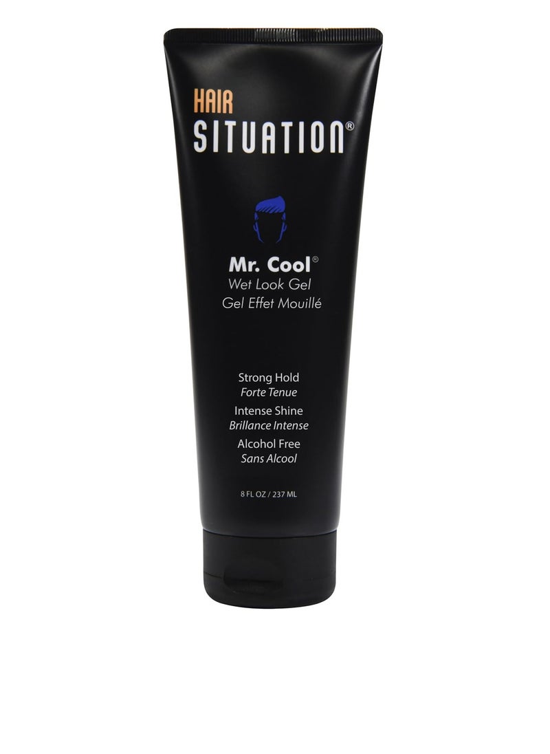 Hair Situation Mr. Cool Wet Look Hair Gel - Strong Hold, High Shine, Alcohol-Free, Clear Styling Formula, Anti-Humidity Frizz Control, Non-Flaking, Non-Greasy, Long-Lasting for All Hair Types 8 Fl Oz