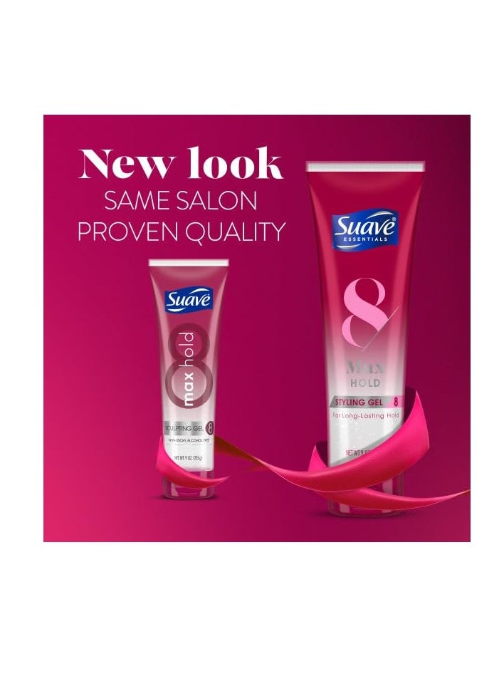 Suave Hair Gel For Women and Men, Maximum Hold Sculpting Hair Gel, 9 oz, (Pack of 12)