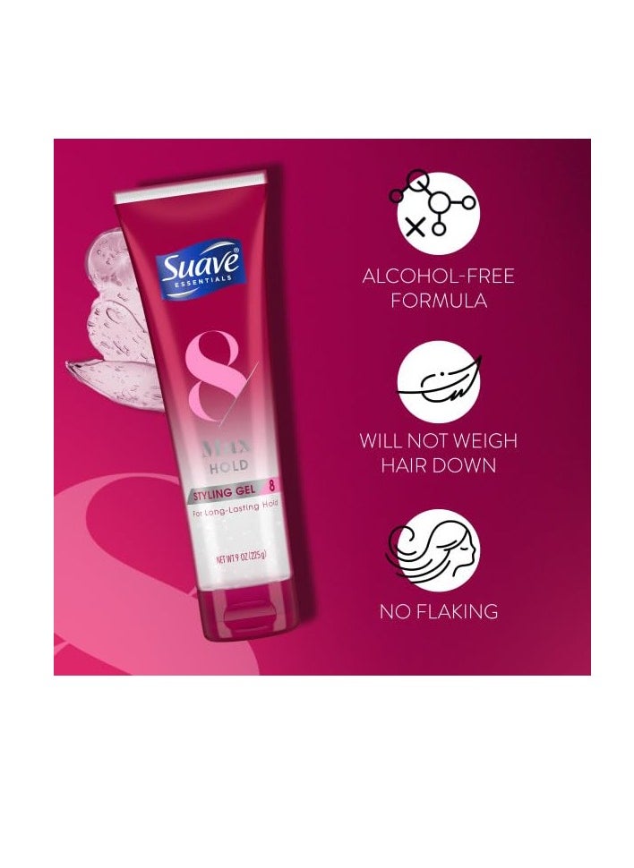 Suave Hair Gel For Women and Men, Maximum Hold Sculpting Hair Gel, 9 oz, (Pack of 12)