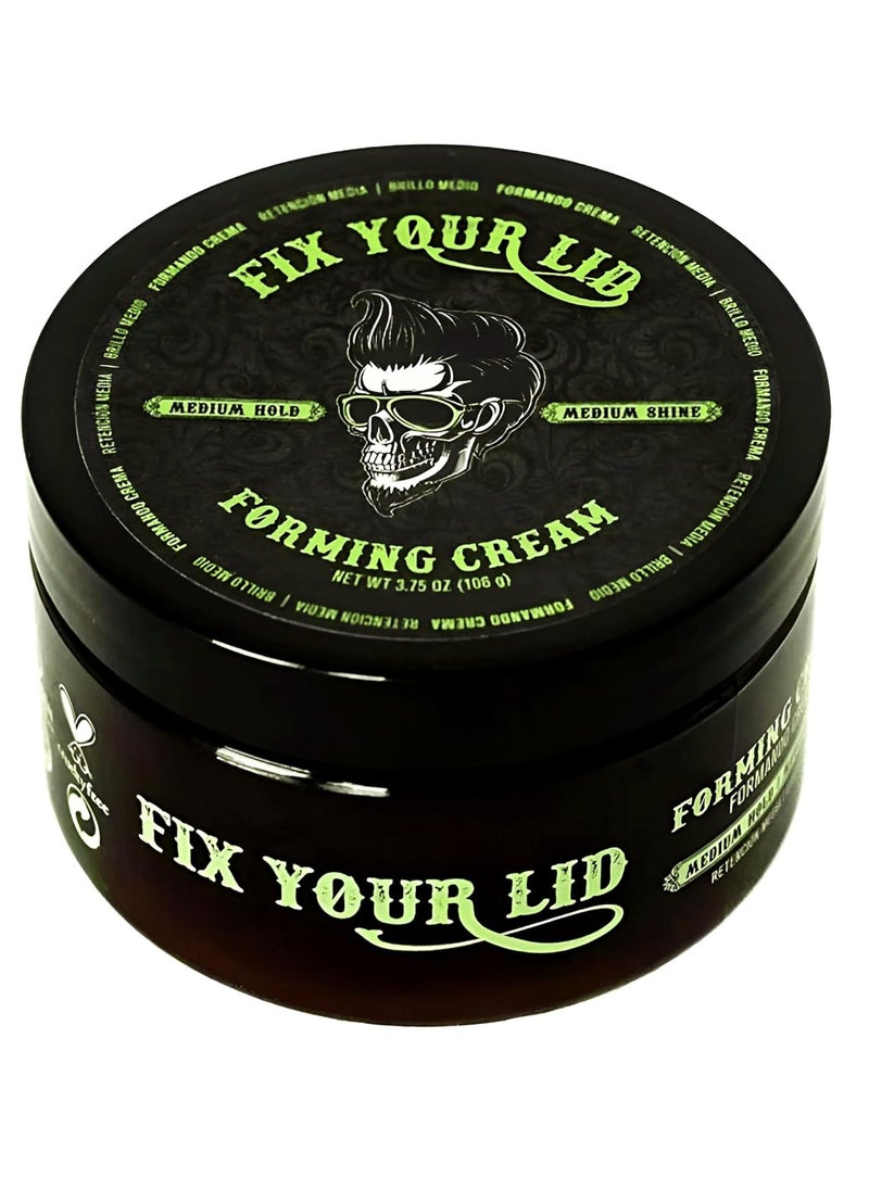 Fix Your Lid Forming Cream 3.75 oz Medium Hold Hair Cream For Men - Mens Hair Gel Medium Shine - All Day Hold Styling Cream For All Hairstyles - Easy To Wash Out