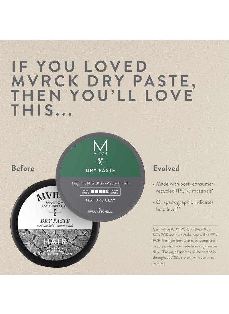 MVRCK by Paul Mitchell Dry Paste for Men, Medium Hold, Matte Finish, For All Hair Types, 3 oz.