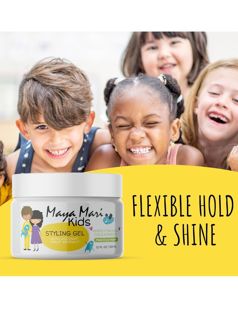 Kids Hair Styling Gel with Coconut Fruit Extract | Safe & Gentle Baby Hair Gel for Toddlers | Sulfate-Free Hair Gel for Boys & Girls, 12 oz