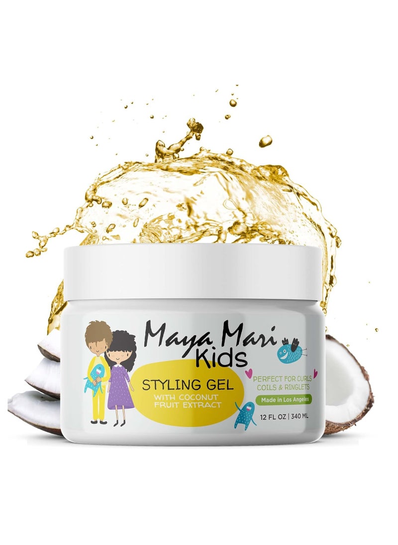 Kids Hair Styling Gel with Coconut Fruit Extract | Safe & Gentle Baby Hair Gel for Toddlers | Sulfate-Free Hair Gel for Boys & Girls, 12 oz