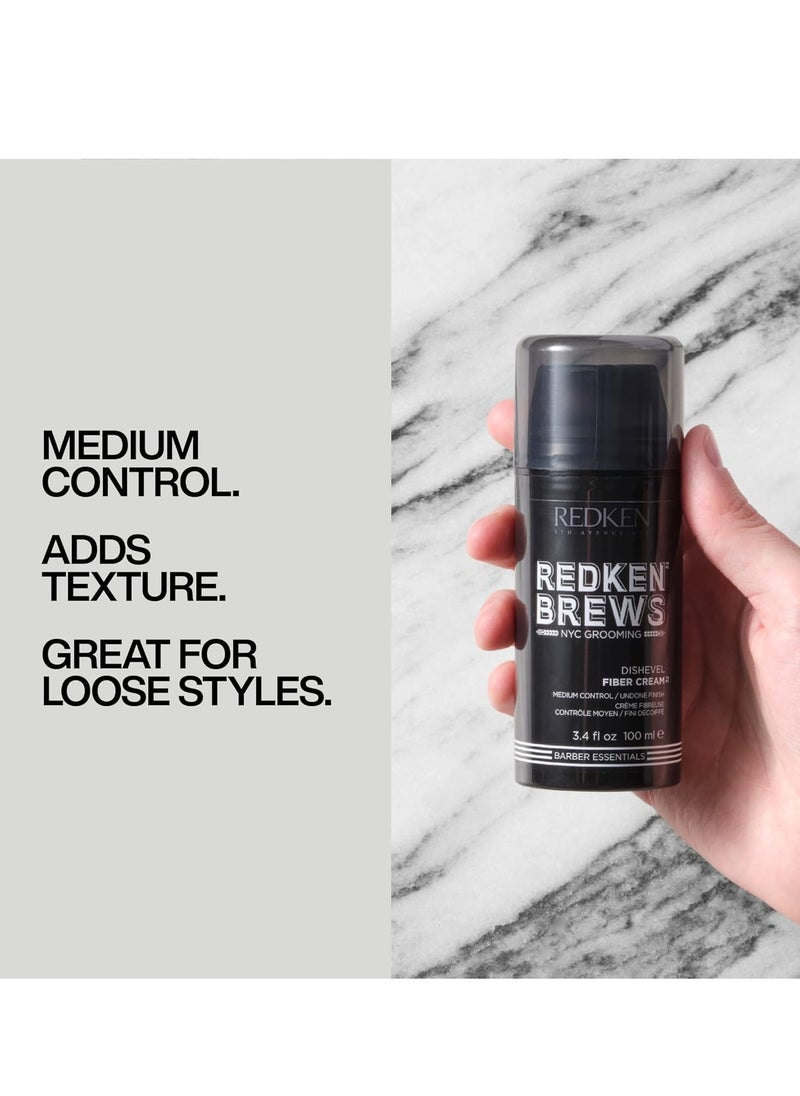 Redken Brews Fiber Cream For Men, Medium Hold, Natural Finish, 3.4 Fl Oz (Pack of 1)