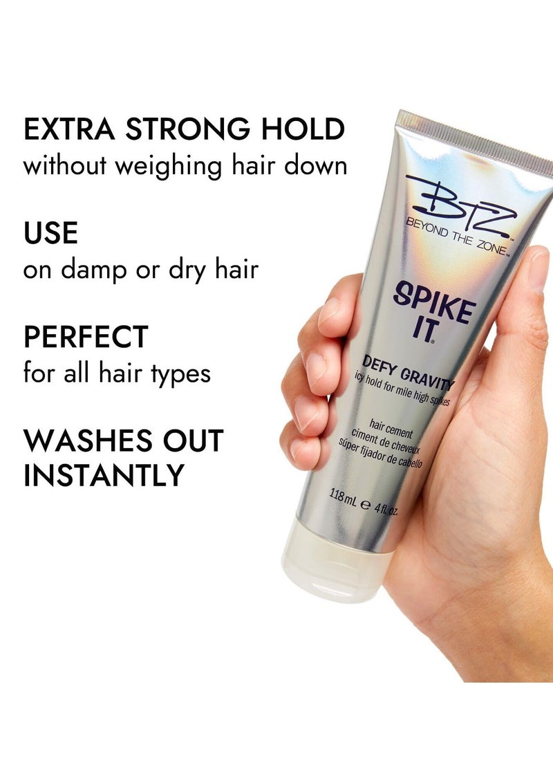 Beyond the Zone Spike It Hair Cement, StrongHold Hair Gel, Great for All Hair Types, 4 oz