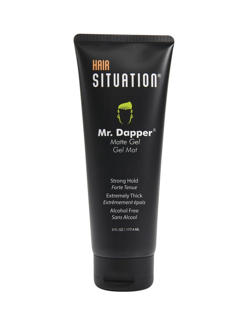 Hair Situation Mr. Dapper Matte Look - Extra Strong Firm Hold Hair Gel for Men, Made for All Hair Types, Anti-Humidity Shield, Anti-Frizz and Fly Away, Alcohol-Free, No Flake Formula 6 Fl Oz