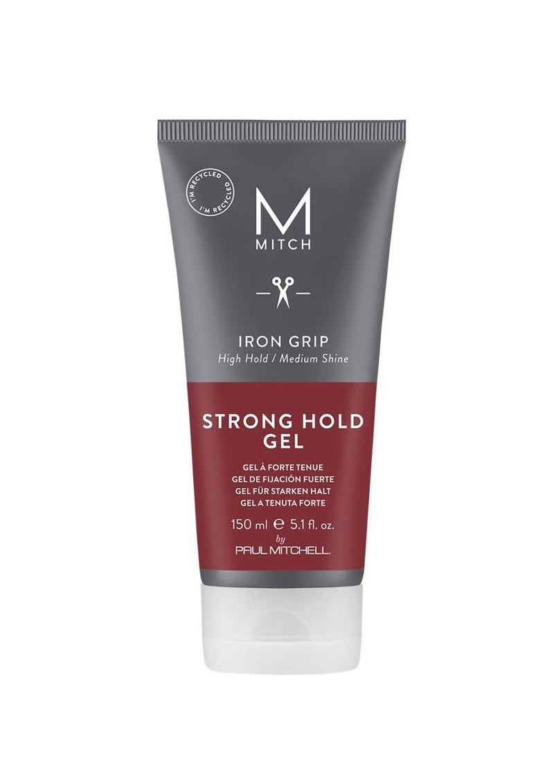 MITCH by Paul Mitchell Iron Grip Strong Hold Gel, High Hold, Medium Shine, For All Hair Types + Textures, 5.1 Fl Oz
