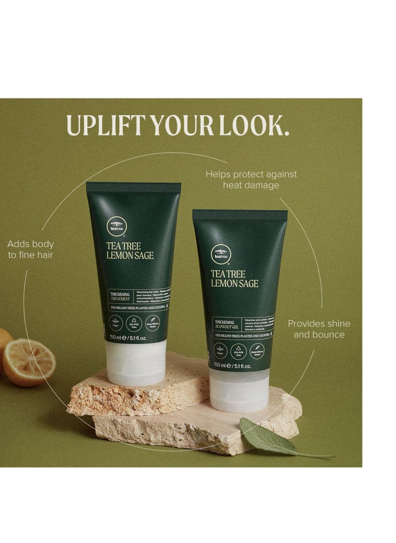 Tea Tree Lemon Sage Thickening Blowout Gel, Volumizing Hair Gel, For Fine Hair, 5.1 fl. oz.