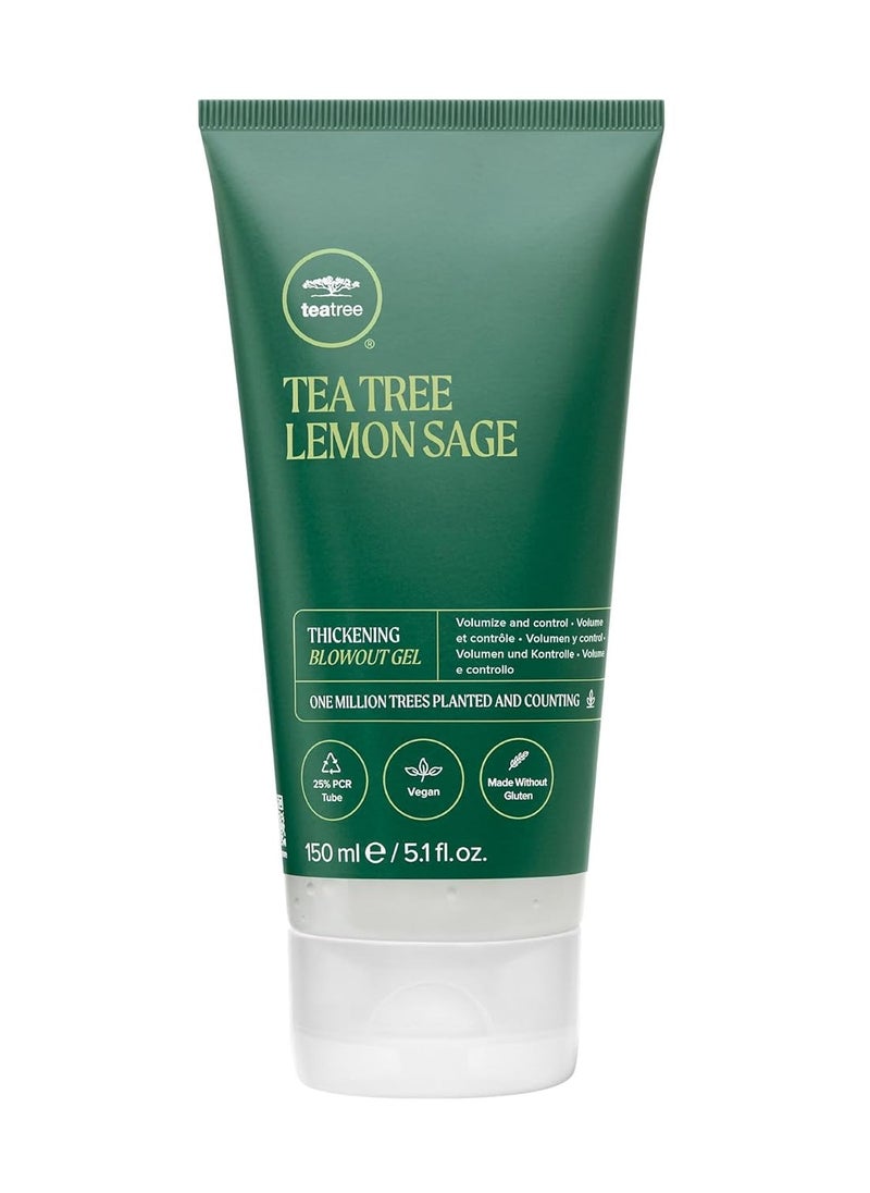 Tea Tree Lemon Sage Thickening Blowout Gel, Volumizing Hair Gel, For Fine Hair, 5.1 fl. oz.