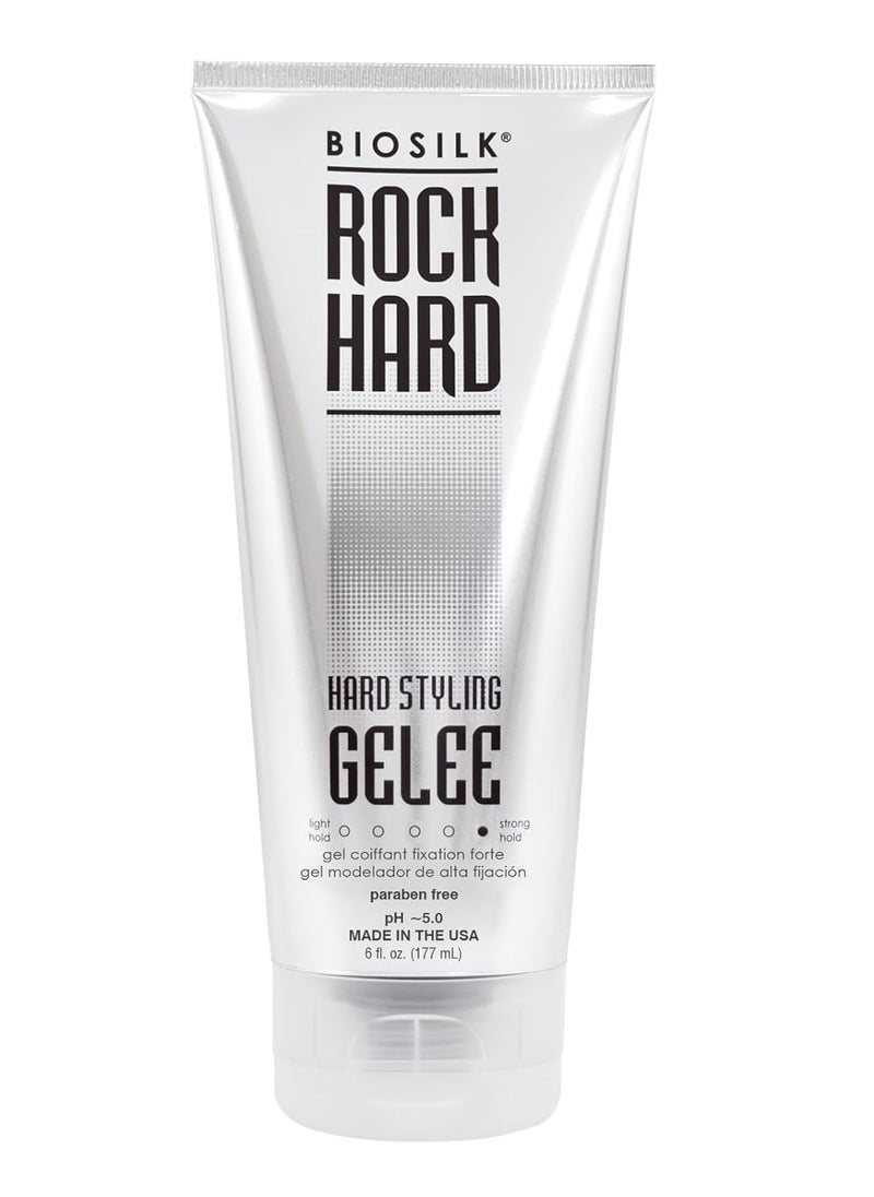 BioSilk Rock Hard Gel, Firm-Hold Hair Gel For Long-Lasting Styles, Sulfate, Paraben, & Cruelty-Free, 6 Oz