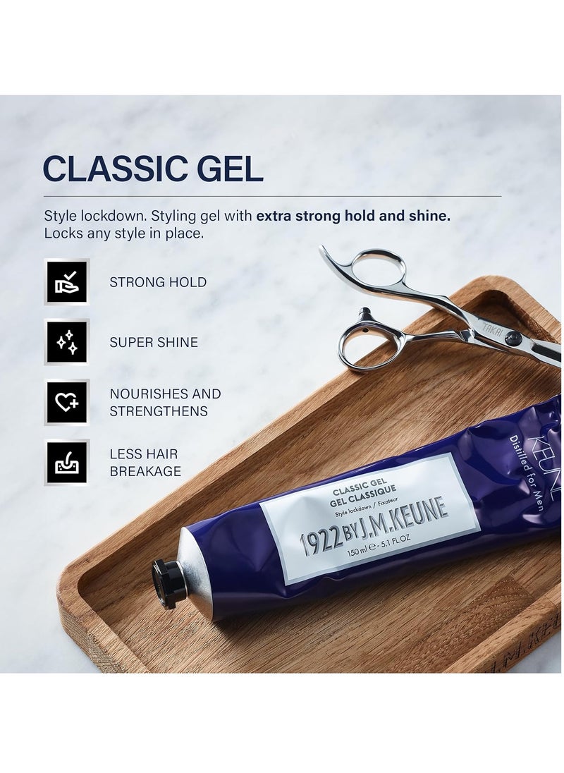 1922 by J.M. Keune Classic Gel, Strong Hold & Shine Styling Gel for Men, 5.1 Fl Oz