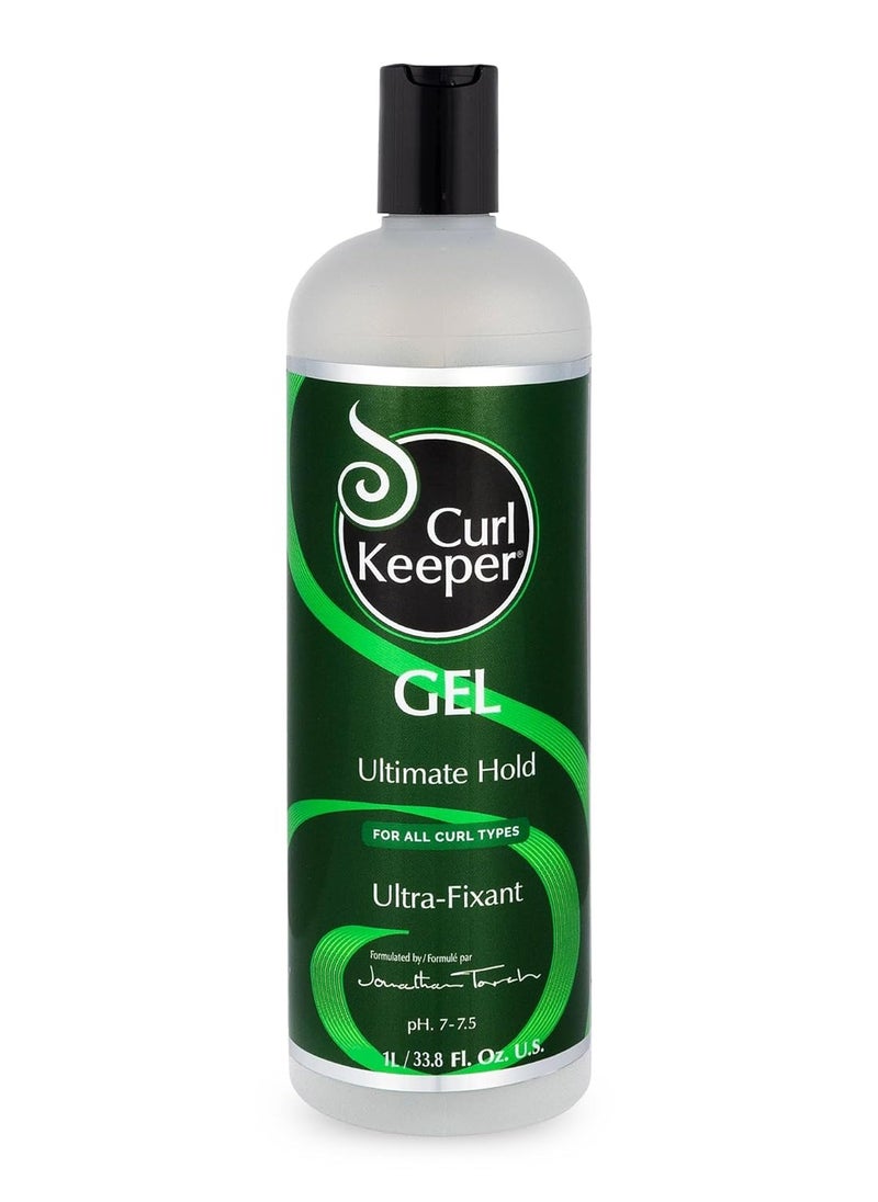 Curl Keeper Ultimate Hold Hair Gel, 1L - Frizz-Free Hair Styling Gel for Men & Women - Light-Weight Formula Holds Curls with No Product Build Up - Wavy & Curly Hair Products