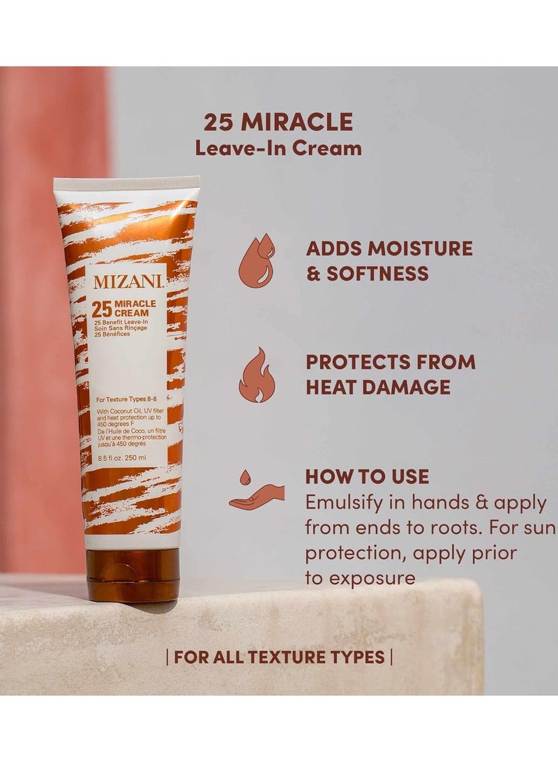 MIZANI 25 Miracle Leave-In Cream - Adds Lightweight Moisture & Touchable Softness With Coconut Oil, For Curly Hair