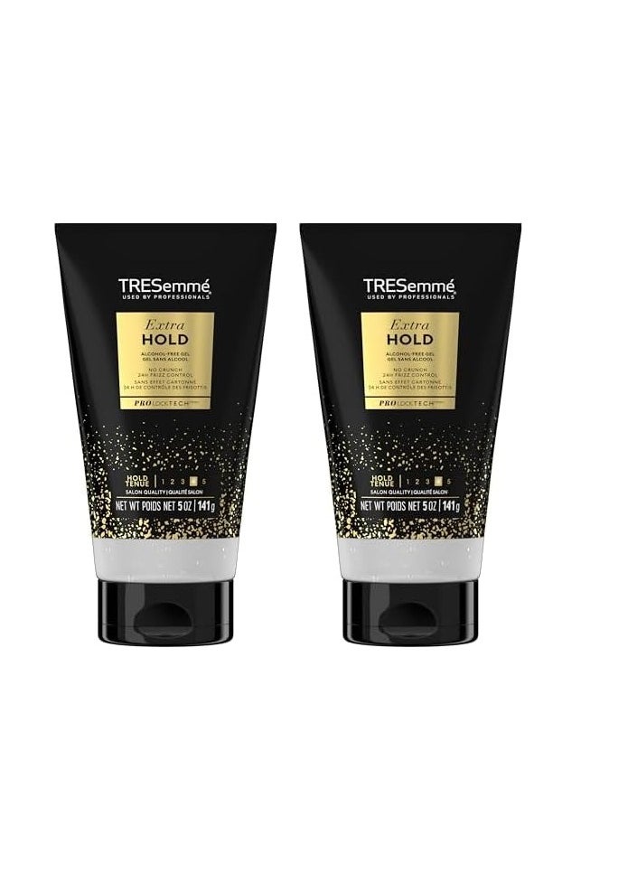 TRESemmé Hair Gel Extra Hold No Crunch 24H Frizz Control Alcohol-Free 5 oz (Pack of 2)