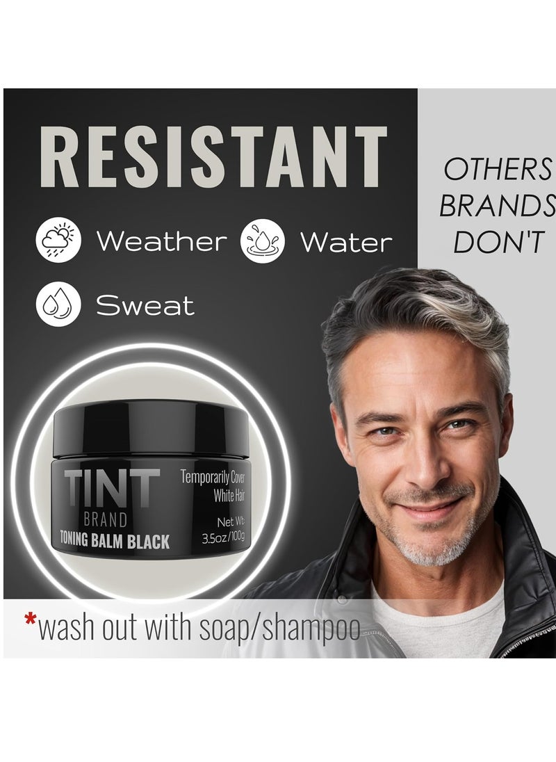 Tint Black Toning Balm Hair Gel for Men, Temporary Grey Hair Darkening, Natural Strong Hold, Styling Gel for Men & Women, Travel Size
