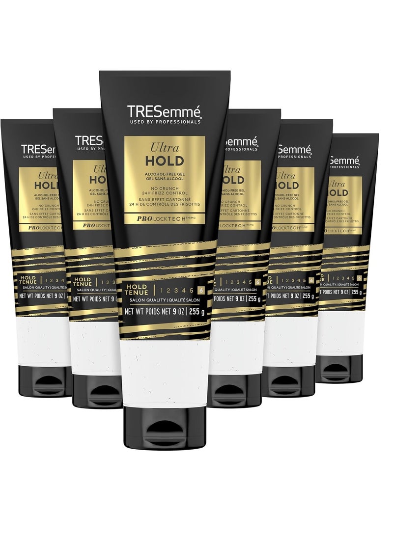 TRESemmé Alcohol-Free Gel Ultra Hold 6 Pack for 24H Frizz Control, with Pro Lock Technology, 9 Oz