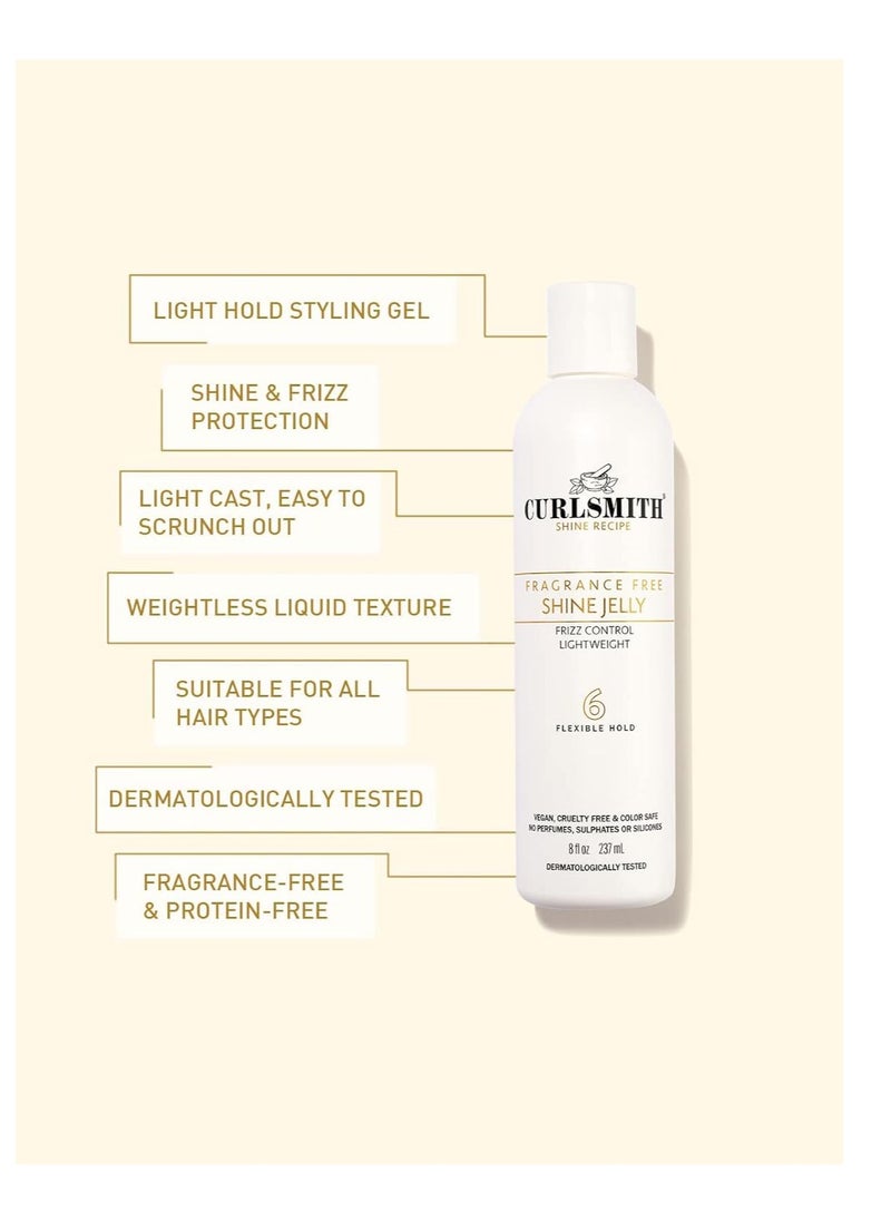 CURLSMITH - Shine Jelly, Light Hold Styling Gel with Frizz Protection, Sensitive, Fragrance Free, For All Curl and Hair Types, Vegan (2 fl oz)
