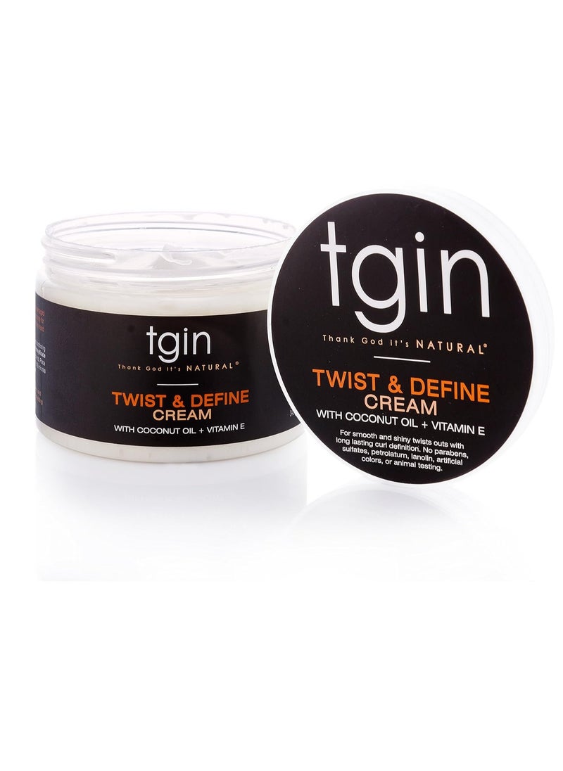 Thank God It's Natural tgin Twist and Define Cream, Hair Styling Cream - 12 Oz, Curly Hair - Paraben Free